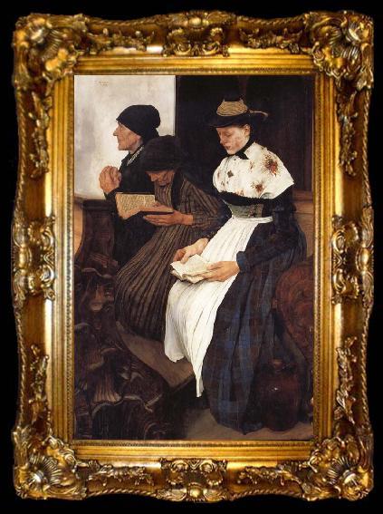 framed  Leibl, Wilhelm Die drei Frauen in der Kirche, ta009-2